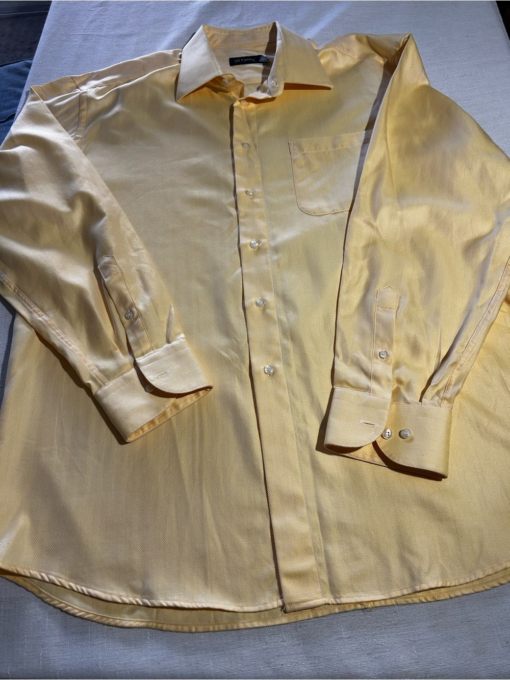 St. Croix Men's XL Luxury 100% Cotton Dress Shirt - Made in Italy - Yellow